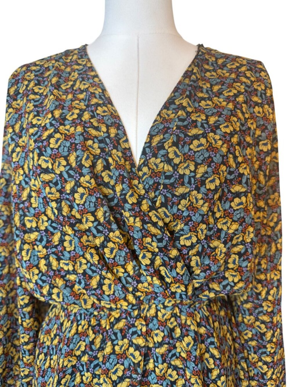 2/$30 ZARA S Floral Long-Sleeve Wrap Dress - Picture 7 of 16